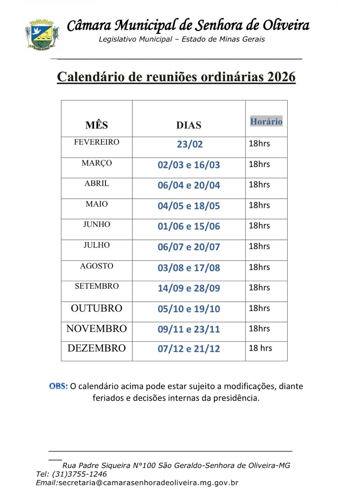 Câmara Municipal de Câmara Municipal de Senhora de Oliveira
